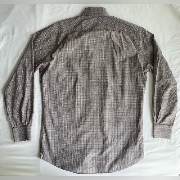 Peter Millar 100% Cotton Light Brown Plaid Long Sleeve Button Down‎ size Medium - Picture 9 of 11